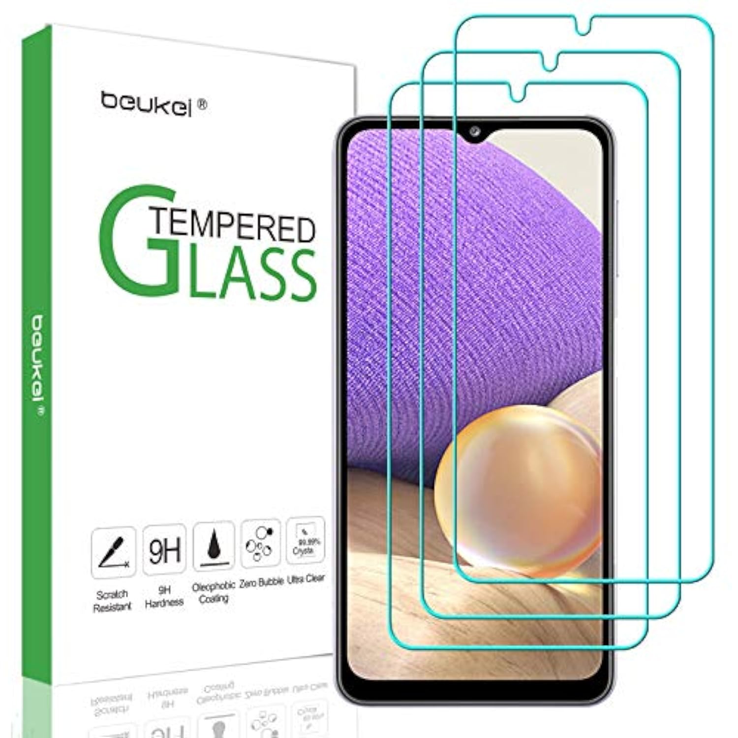 (3 Pack) Compatible For Samsung Galaxy A32 5G Screen Protector Tempered Glass, Touch Sensitive,Case Friendly, 9H Hardness