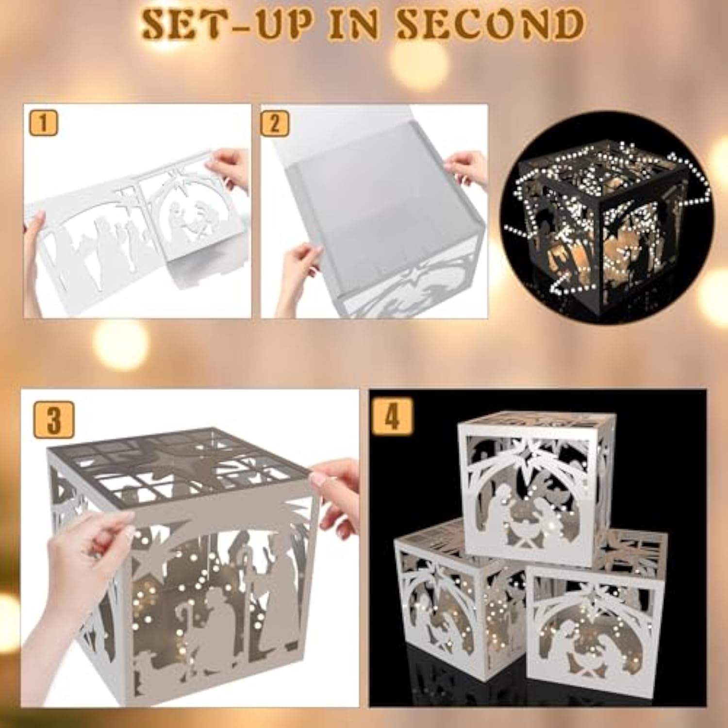 3 Pcs Christmas Jesus Balloon Boxes Christmas Jesus Balloon Box With Led Lights Transparent Hollow Christmas Balloon Boxes Decoration For Winter Holiday Party Supplies