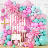 Pink And Teal Blue Balloon Arch Garland Kit, Pastel Pink Teal Blue Turquoise Latex Party Balloons With Star Confetti Balloon For Birthday Wedding Baby Shower Anniversary Party Supplies