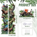 3 Pcs Dinosaur Door Decorations Dino Porch Banner Dinosaur Birthday Party Backdrop Jungle Safari Hanging Decorations Photo Booth Props Supplies For Window Wall Baby Shower, 72.8 X 35.4 In