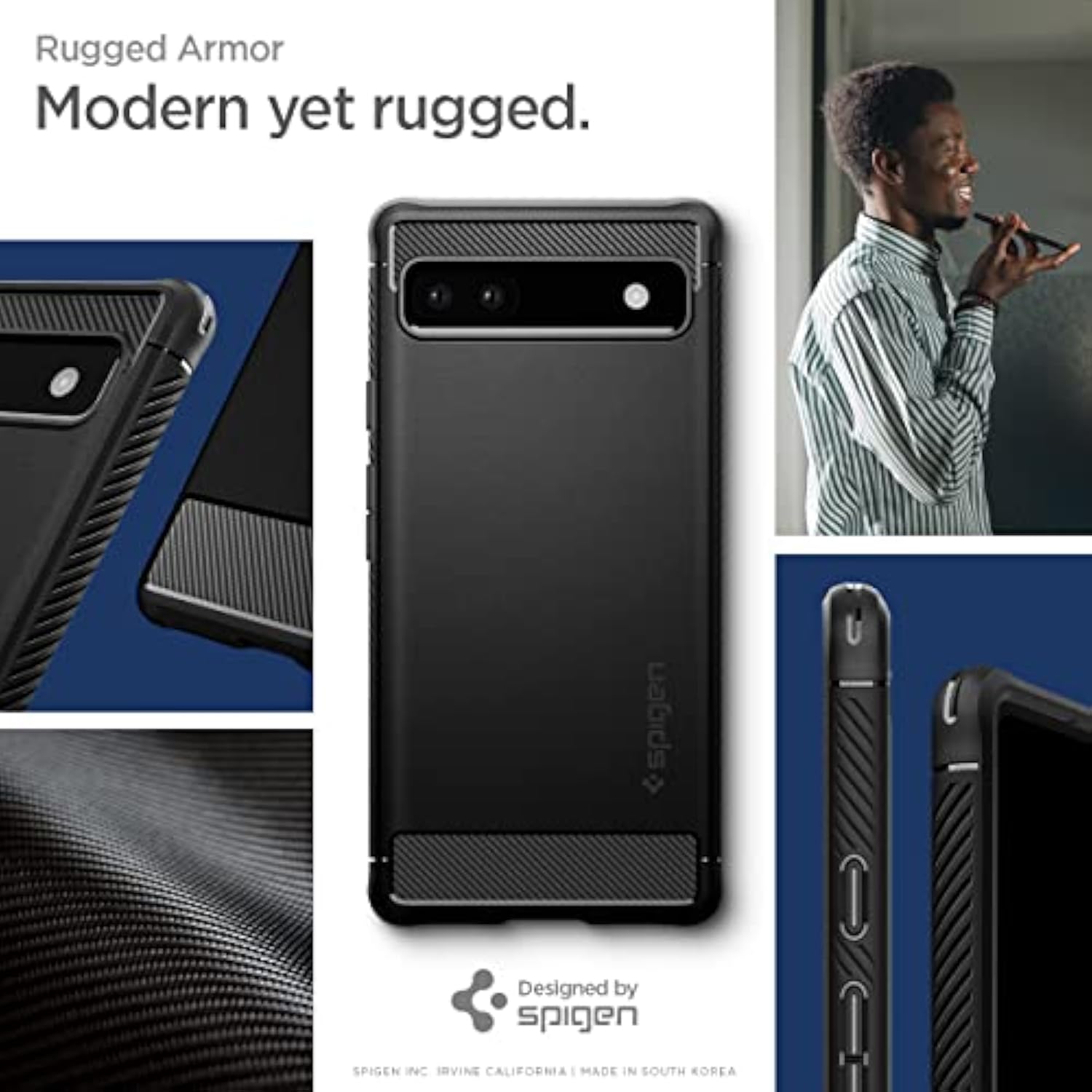 Spigen Rugged Armor Designed for Pixel 6a Case (2022) - Matte Black