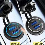 [2 Pack] 12V Dual Usb Quick Charger 3.0 Port Waterproof Power Outlet With Power Switch For Car, Golf Cart, Boat, Marine, Bus, Truck, Rv, Motorcycle