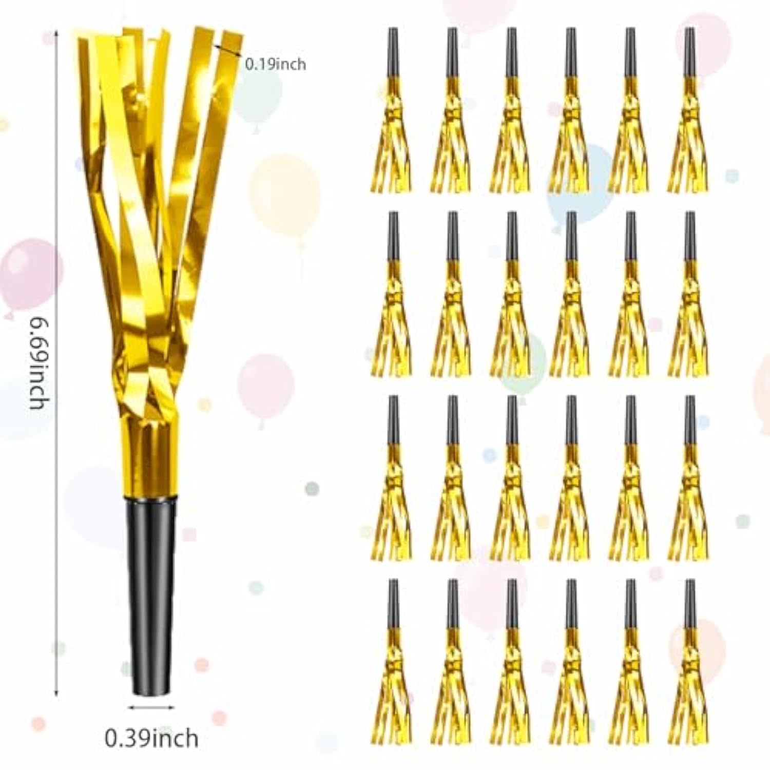 24pcs Gold New Year Noise Makers Glitter Party Blowers Blowouts Favors