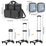 Rolling Scrapbook Tote On Wheels, Scrapbook Storage Bag With Detachable Trolley And Bottom Wooden Board, Rolling Craft Bag For Scrapbooking Supplies, Black