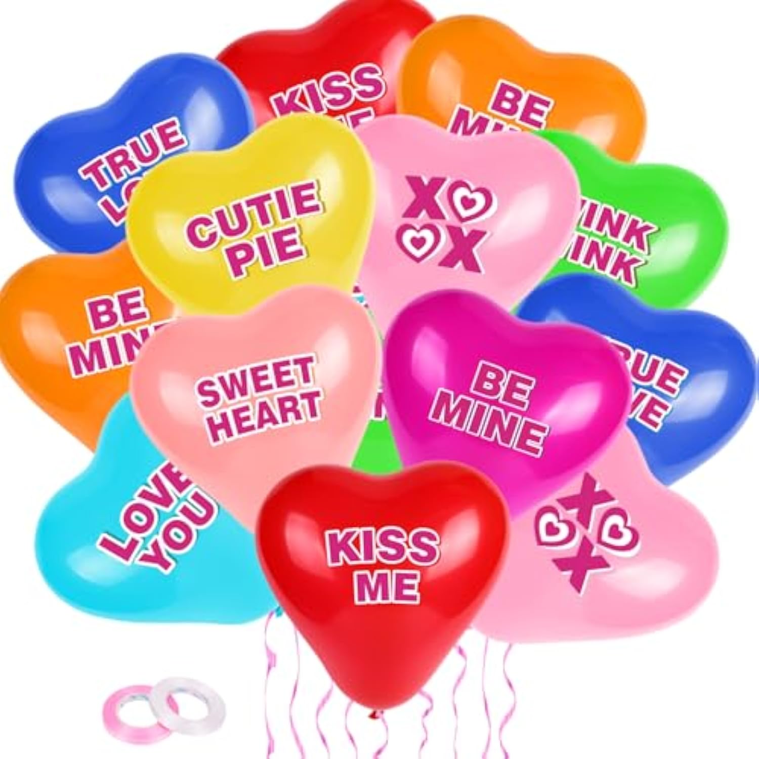 36Pcs 12 Inch Heart Shaped Valentine'S Day Balloons Candy Heart Latex Balloons Happy Valentines Day Heart Party Balloons For Engagement Anniversary Valentine'S Decorations Supplies