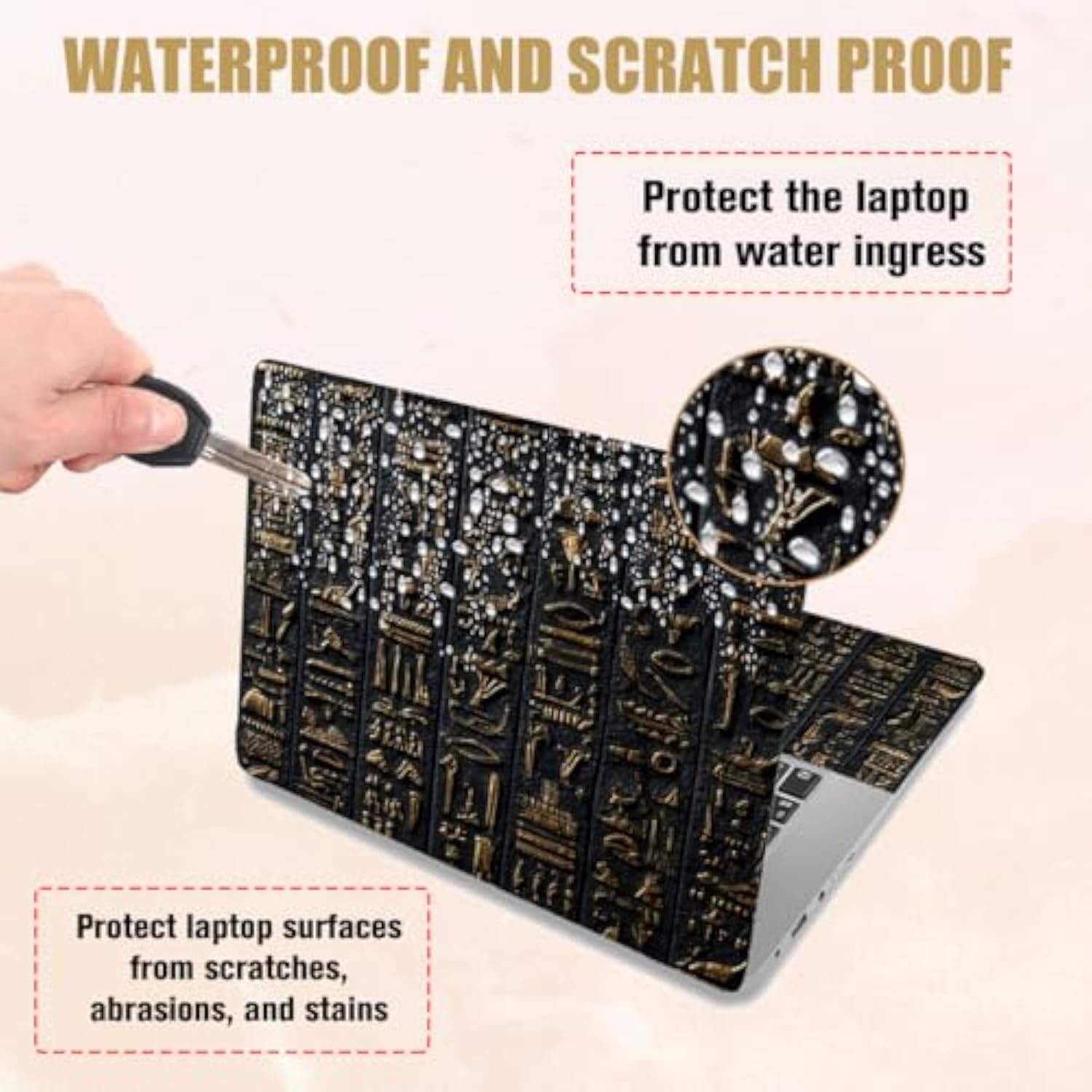 Egyptian Wall Pattern Laptop Skin Stickers Cutable Universal Size Fits 12" 13" 13.3" 14" 15 Inch Laptop Removable Waterproof Notebook Art Decals Pc Protector Cover Sticker