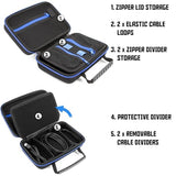 Hard Shell Electronics Organizer Travel Case With 2 Adjustable Cable Bag Dividers, 3 Zipper Pouches And Elastic Cable Loops - Compact And Protective Charger & Travel Cord Organizer