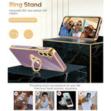 For Galaxy A15-5G Phone Case: With Tempered Glass Screen Protector [2 Pack] 360° Rotatable Ring Holder Magnetic Kickstand, Plating Rose Gold Edge For Samsung A 15 5G Case, Purple