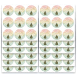 Watercolor Happy Holidays Stickers | Envelope Seals | 1.4 Inch | 135-Pack | Waterproof | Gold Foil | Pink Yellow And Green Watercolor Christmas Stickers Christmas Tree And Stars