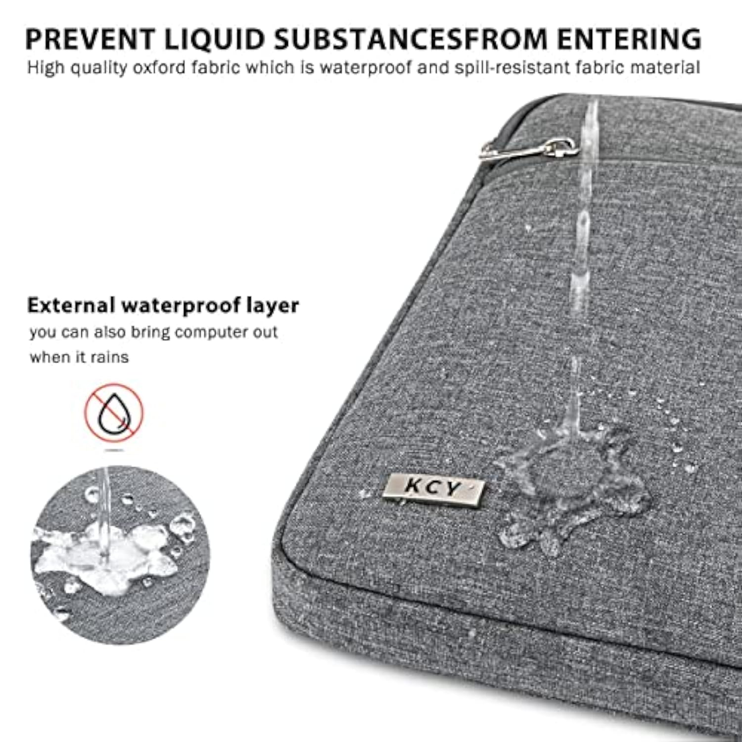Waterproof Laptop Sleeve Case 15.6 16 Inch | Shockproof Cover Bag With Handle For Macbook Pro 16, Surface, Dell Xps, Hp (Grey)