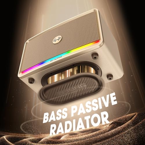 Bluetooth Home Speaker 210W Max- Retro Wireless Speakers with Rich Bass, 24H Playtime, BT5.4/AUX/TF/USB Inputs, Fast Charging, 4-Color Ambient Light,