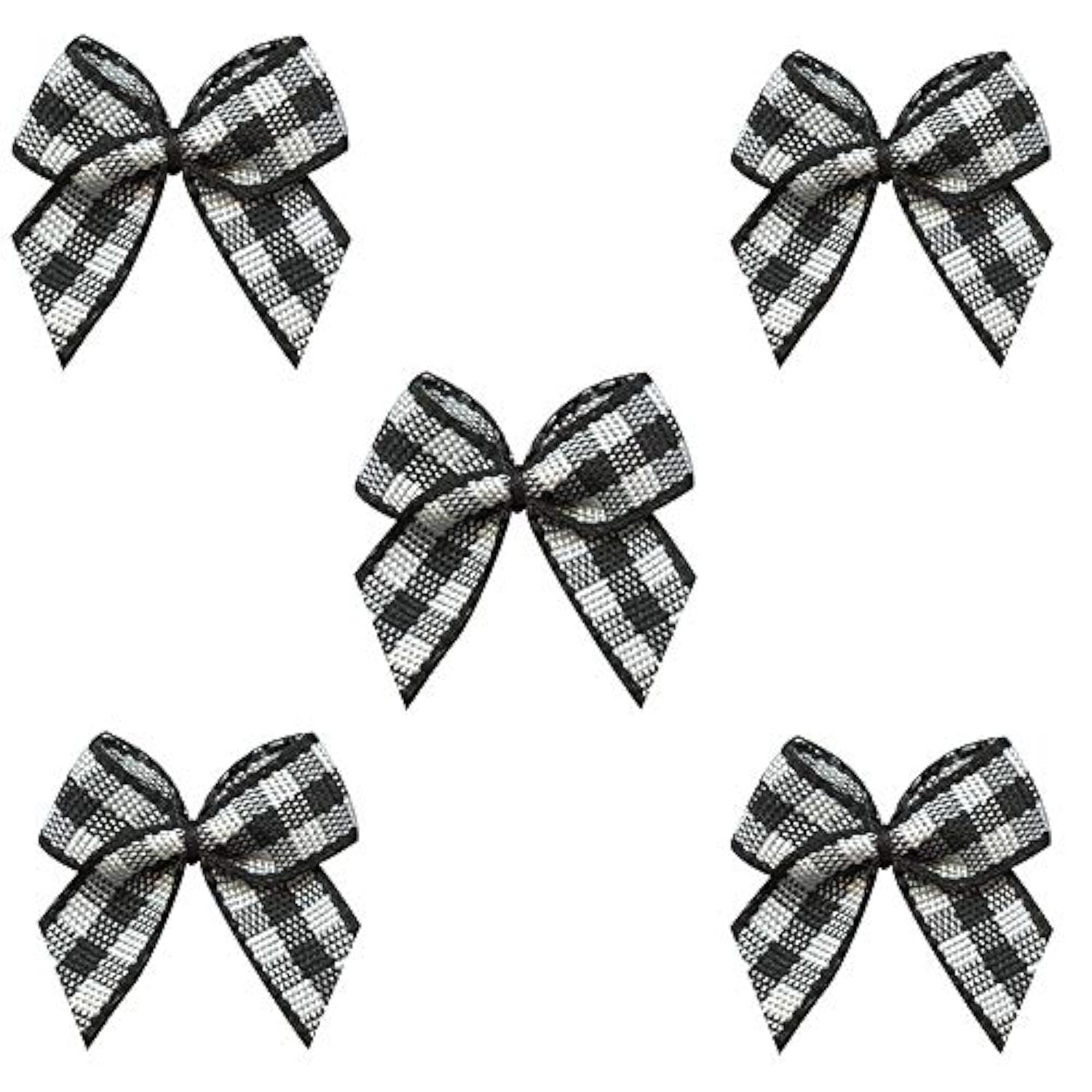 50Pcs Mini Gingham Ribbon Bows Checkered Ribbon Flowers Plaid Ribbon B