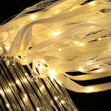 50 Pcs LED Wedding Ribbon Wands Warm White Fairy Streamers with Bells