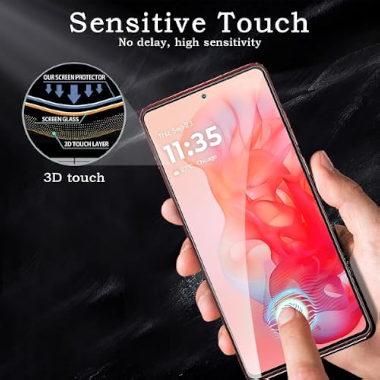 Screen Protector For Motorola Moto G Stylus 5G 2024, Tempered Glass Film, Ultra Hd 9H Hardness Case Friendly Anti Scratch Bubble Free Ultra Resistant Oil-Resistant Shatter Protection, 3-Pack