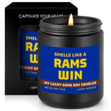Smells Like A Rams Win Scented Candle Football Themed Merch Fan Shop Men Women Sport Stuff Gear Decor Team Accessorie Hustband Father Day Dad Guy Happy Birthday Valentine'S Funny Cool Funny Gift Ideal