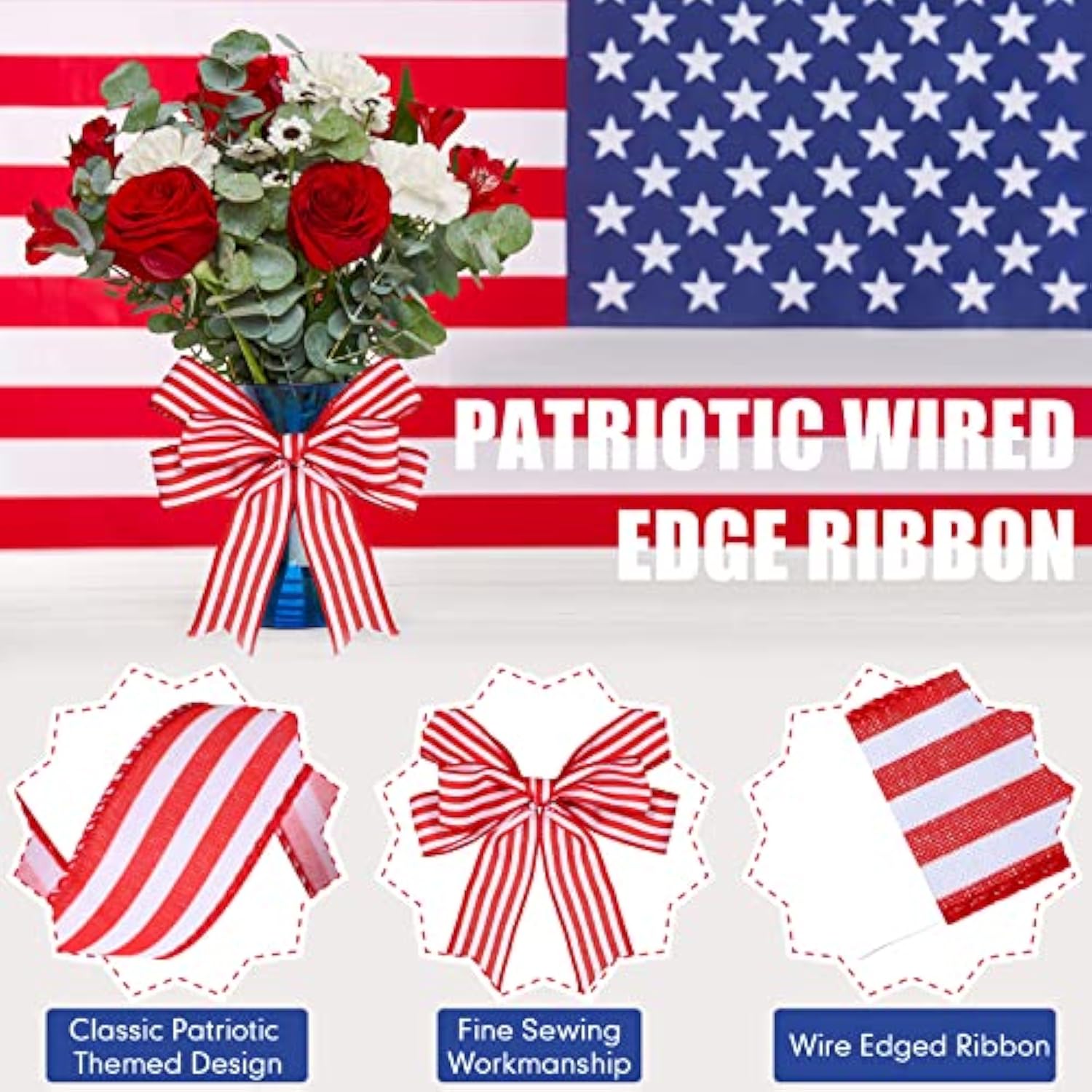2 Rolls 20 Yard Christmas Wired Edge Ribbon Christmas Party Decoration
