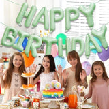Olive Green Happy Birthday Balloons Banner, 16 Inch Mylar Foil Letters Balloon Sign For Birthday Party Decorations Photo Booth Backdrop
