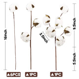 Cotton Stems 8 Packs With 15 Bolls, Natural Dried Flowers Cotton Sprigs For Vase Fillers And Floral Arrangements - Fall Decorations And Diy Crafts