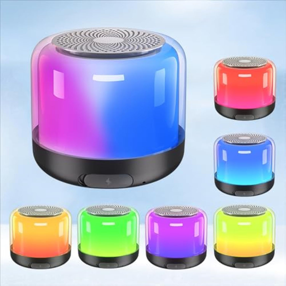 Portable Bluetooth Speakers With Colorful Lights, Loud Sound, Small Bluetooth Speaker With Wireless Stereo Pairing, Hifi Sound, Long Playtime,For Shower,Home,Outdoor-W