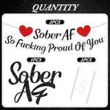 So Fucking Proud Of You Banner - No-Diy You Did It Banner Sober Af Cake Topper Decorations Glitter Black Happy Soberversary Party Supplies Sobriety Recovery Party Decor Sobriety Gift For Men