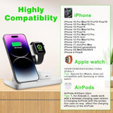 Wireless Charger, 3 In 1 Charging Station For Multiple Devices, Wireless Charging Stand For Iphone 8-16 Series,Iwatch 2-10 Series/Ultra/Se,Airpods/3/2/Pro(White)