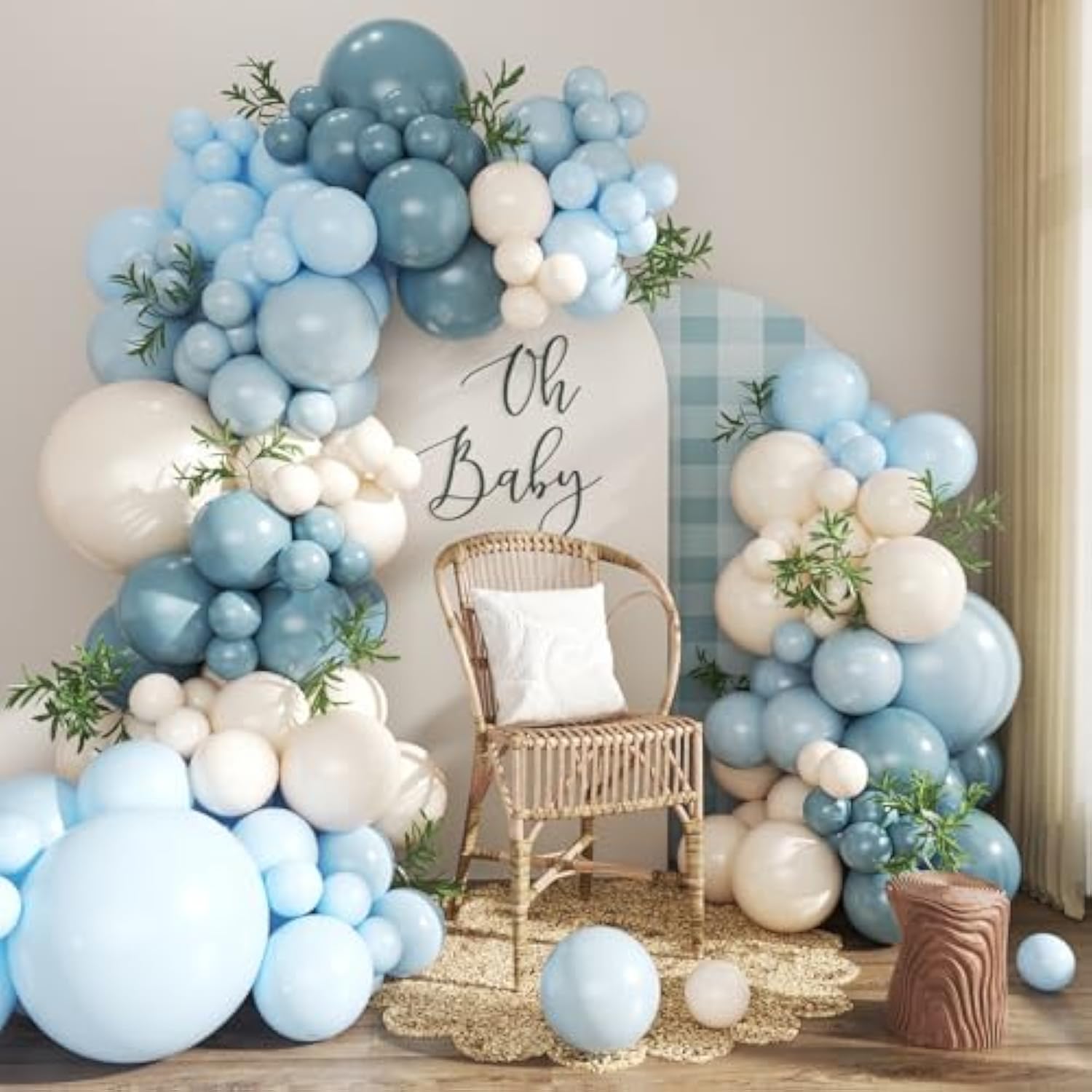 Dusty Blue Balloon Arch Kit 124Pcs Blue And White Balloon Arch Garland Kit Include Macaron Blue Light Blue Sand White Balloons For Baby Shower Bridal Shower Birthday Party Decorations