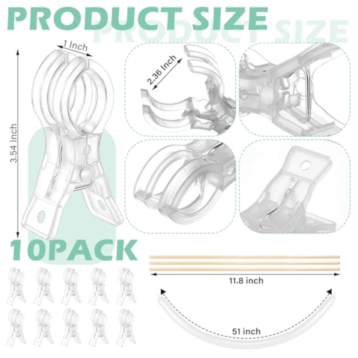 10 Pack Large Balloon Arch Clips 3.5 Inch Heavy Duty Clip And 100 Pcs Clear 260 Long Balloons For Balloon Arch Kit Birthday Decoration Crafts Woodworking Photography Studios