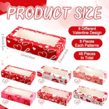 48 Pcs Valentine'S Day Treat Boxes Valentine Heart Cookie Boxes With Window 12 X 5.5 X 2.5 Bakery Box Heart Gift Box Candy Containers For Valentines Party Favors
