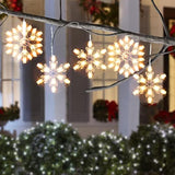 8.5 Ft Snowflake Lights With 6 Drops, 100 Counts Clear Blubs Christmas String Lights, Plug In & Connectable Icicle Fairy