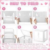 12 Pcs Transparent Balloon Boxes Clear Balloon Boxes With 99 Letters For Baby Shower Gender Reveal Grad Birthday Party Bridal Wedding Anniversary Backdrop Decoration (White)