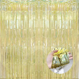 Gold Tinsel Streamers 2 Pack 3.2x8.2ft Metallic Party Backdrop