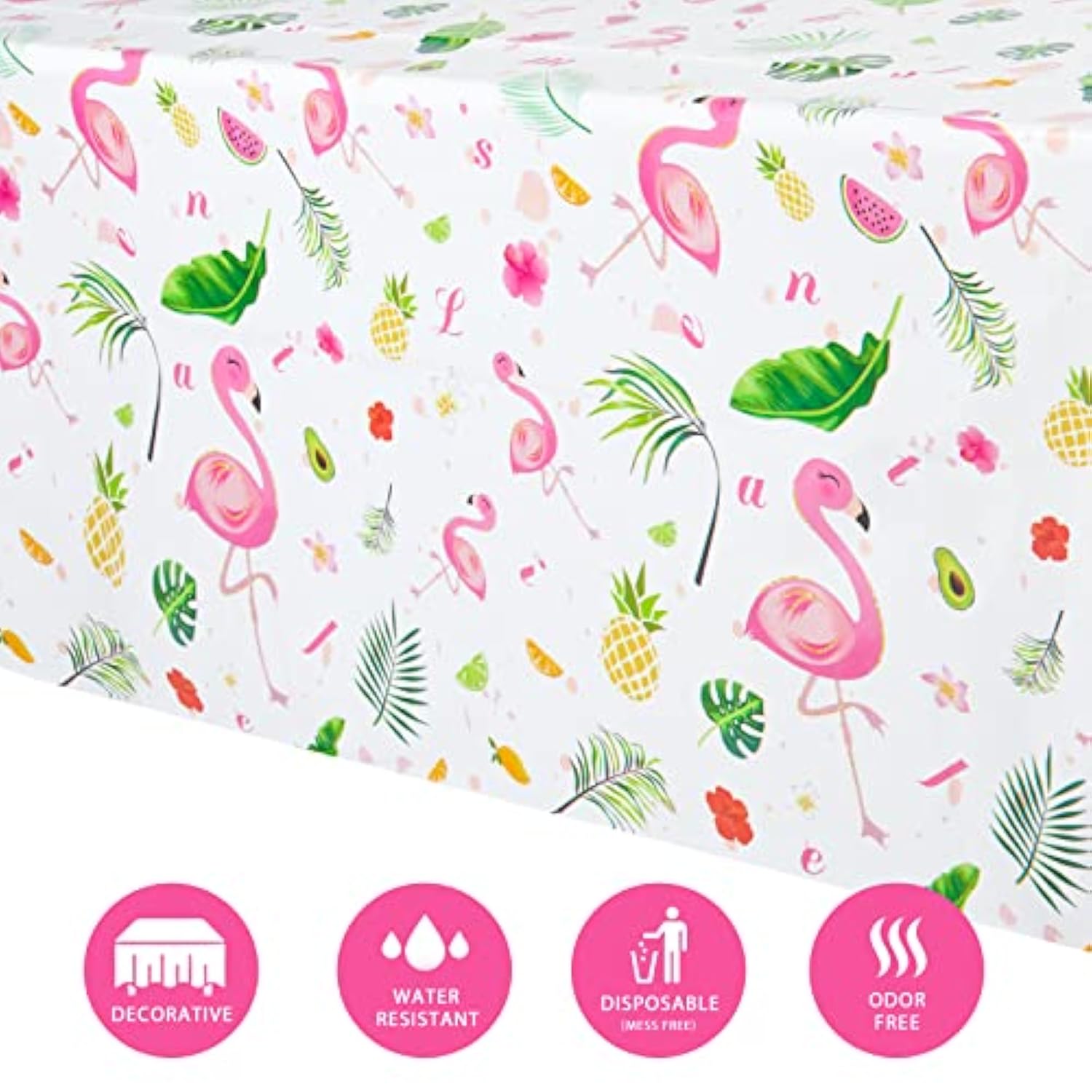Flamingo Party Tablecloths (Set of 2): Tropical Luau Beach Theme (108" x 54")