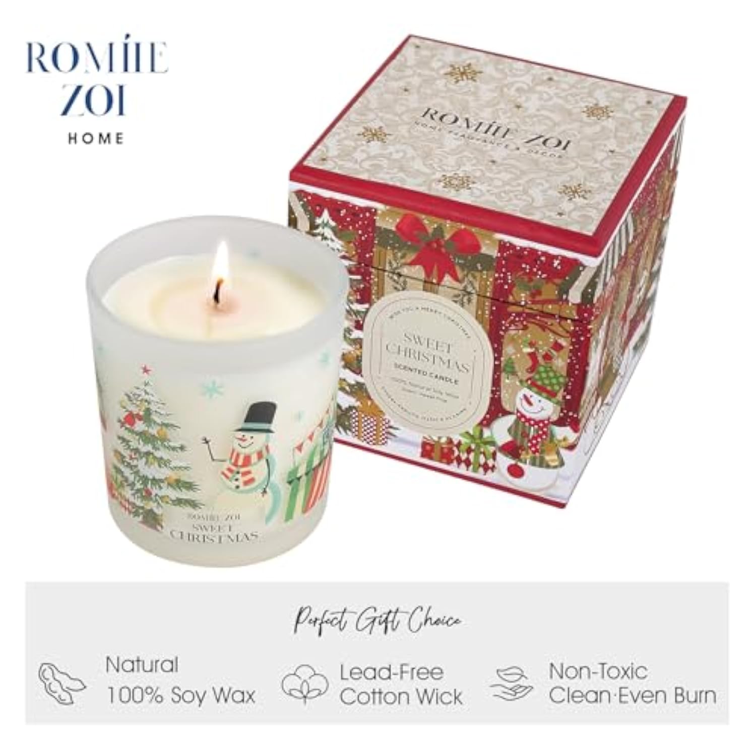 Christmas Scented Jar Candle - 6Oz Soy Wax Candle - Sweet Christmas Infused With Sweet Pine Aroma - With Beautiful Keepsake Box Special For Christmas/Holiday Gifts