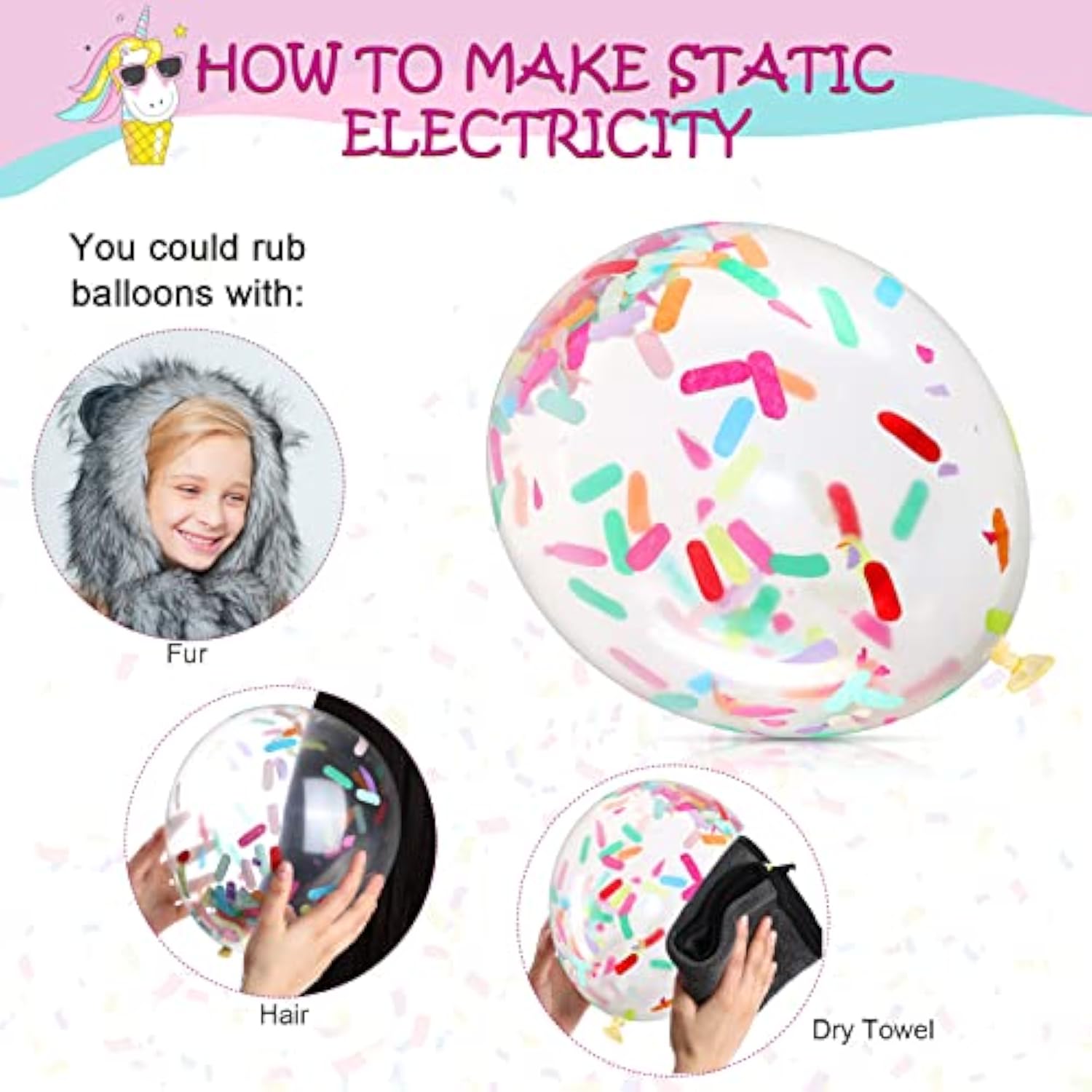 Ice Cream Party Balloons: 60pcs Confetti & Sprinkle Decorations