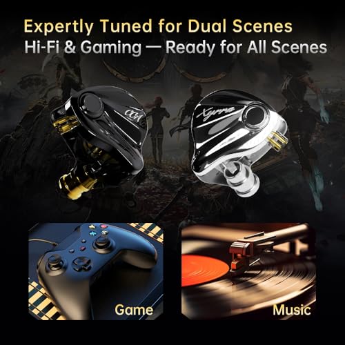 CCA Xyrra in-Ear Monitors, Wired Gaming Earbuds with 1DD+1BA Hybrid Drivers and Enhanced Sound Separation, Detachable IEM Headphones for Immersive
