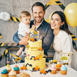 23Pcs Constructions Cake Toppers Vehicles Cake Decoration Excavator Crane Truck Cupcake Topper Traffic Road Sign Cupcake Construction Cake Decorations Happy Birthday Sign For Party Supplies