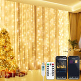 9.8ft 300 LED Smart Curtain Lights with App Remote USB Indoor Waterproof