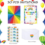 30 Pack Rainbow Birthday Party Invitations For Boys Girls Kids Birthday Invitations With 30 White Envelopes And 30 Seal Stickers Labels Rainbow Party Decorations Supplies Cards