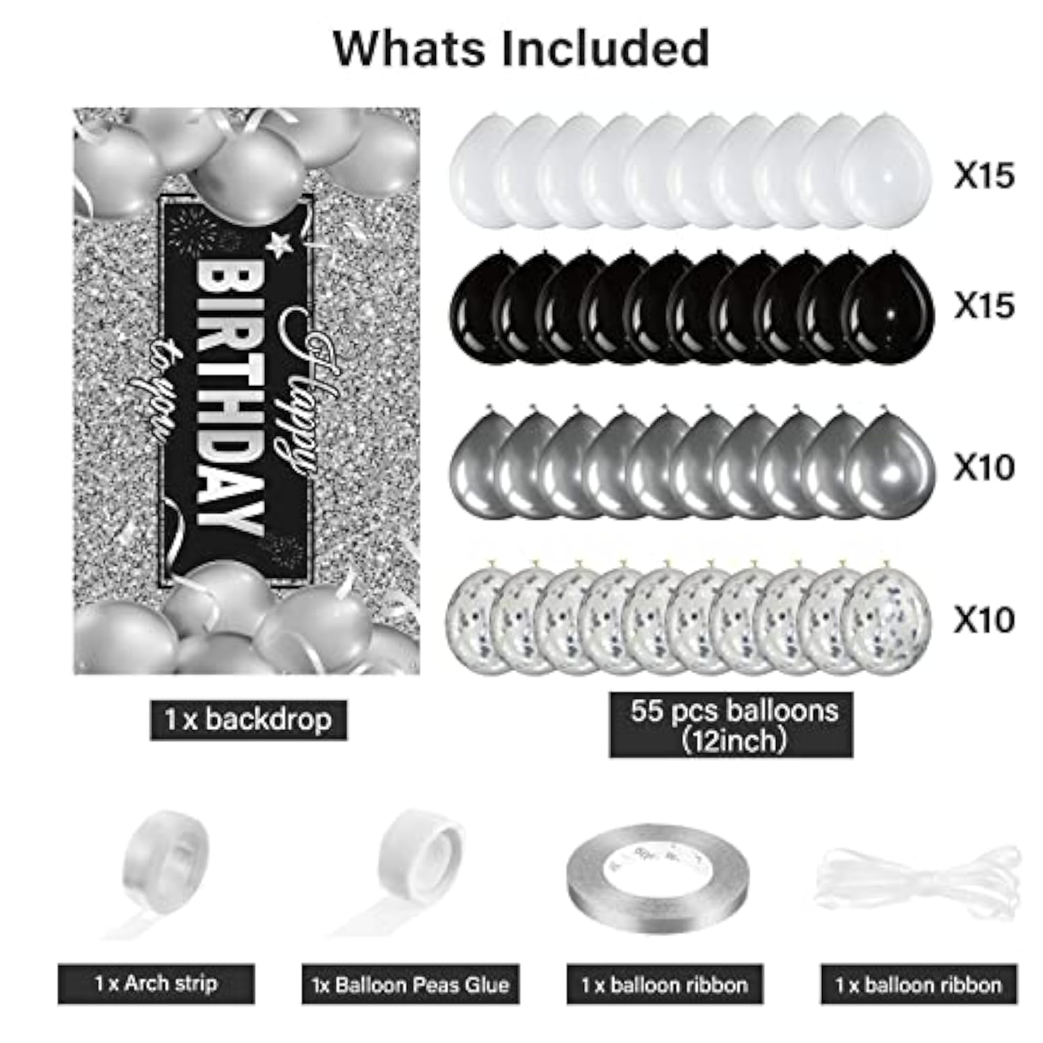 Black And Silver Birthday Party Decorations Black Silver Balloons Arch