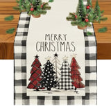 Christmas Table Runner,72 Inches Buffalo Plaid Red Pine Trees Merry Christmas Table Runner,Navidad Decoración Clearance,Winter Xmas Holiday Tables Decoration De Navidad For Indoor Home Decor
