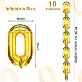 20 Pcs 32" Gold Chain Balloons for 80s/90s Hip Hop Theme Parties & Events