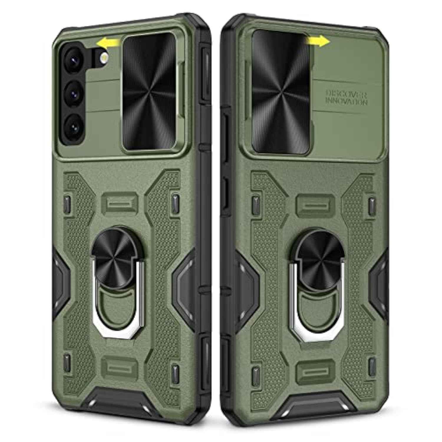 Samsung Galaxy S22 Plus Case With Camera Cover & Kickstand - 360 Rotate Ring Stand, Magnetic Magnet Protective Phone Cover - Green