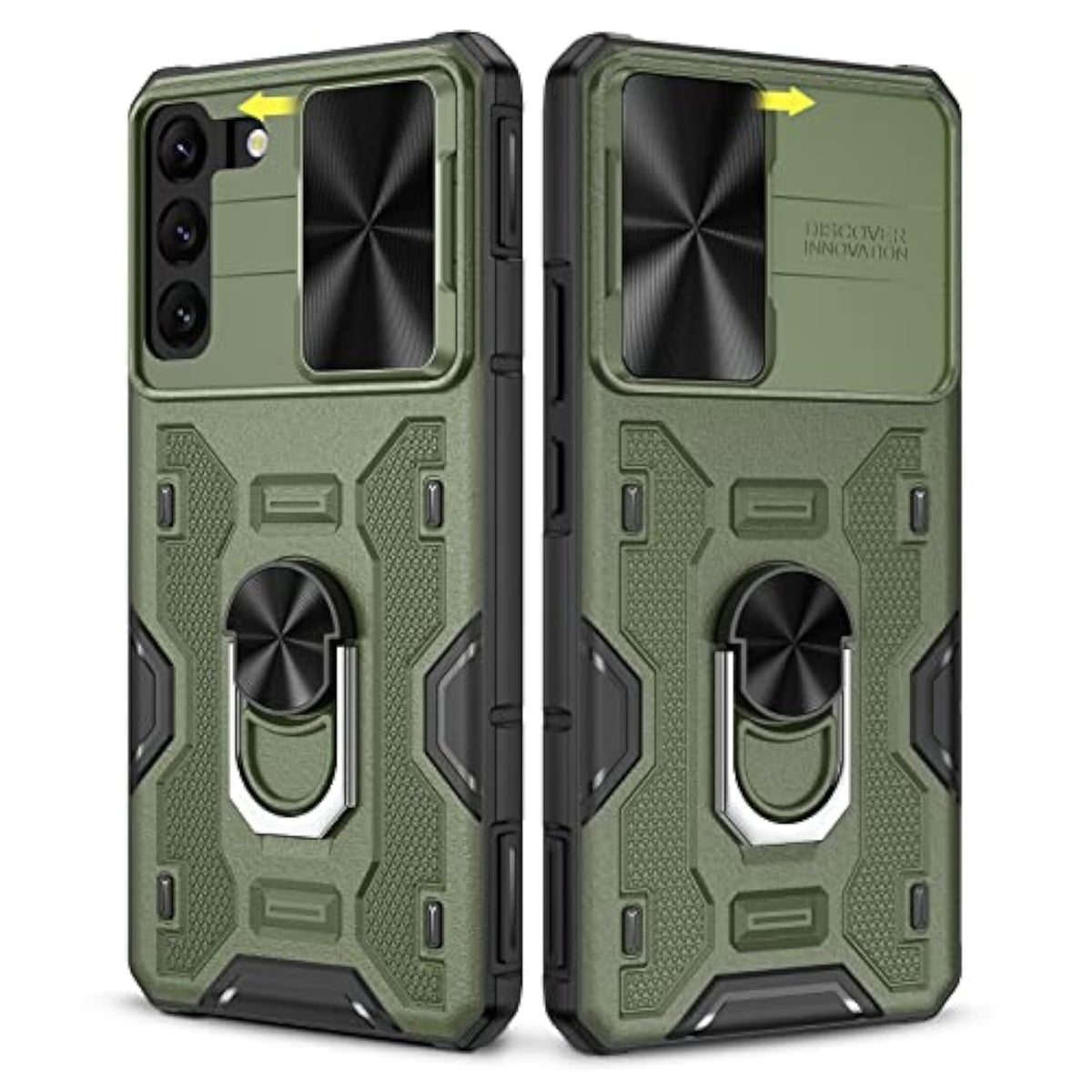 Samsung Galaxy S22 Plus Case With Camera Cover & Kickstand - 360 Rotate Ring Stand, Magnetic Magnet Protective Phone Cover - Green