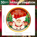 50Pcs Christmas Paper Plates, 7 Inch Dessert Plates With Merry Christmas Letters, Party Decoration Supplies