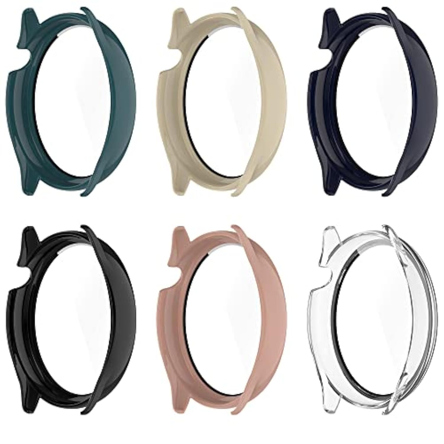 6Pack Screen Protector Case Compatible With Amazfit Gtr Mini (A2174) Smartwatch, Replacement Pc Slim Case Cover 3D Full Coverage Tempered Glass Screen Protector Case