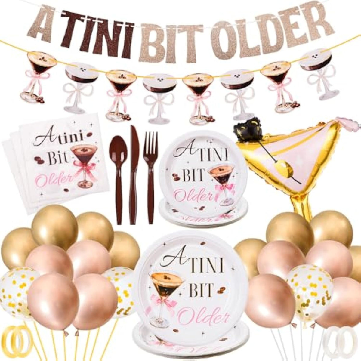 142 Pcs A Tini Bit Older Birthday Party Supplies, Martini Party Decorations And Tiny Bar Tableware Set For Friends And Family - Fun And Festive Cocktail Party Supplies For 2025