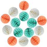 30Pcs 4Inch Pom Poms Tissue Paper Honeycomb Balls Flower Ball Wall Decor Pom Poms Decoration For Birthday Party Wedding Nursery Shower (Peach Cream Mint Green, 30Pcs-4Inch)