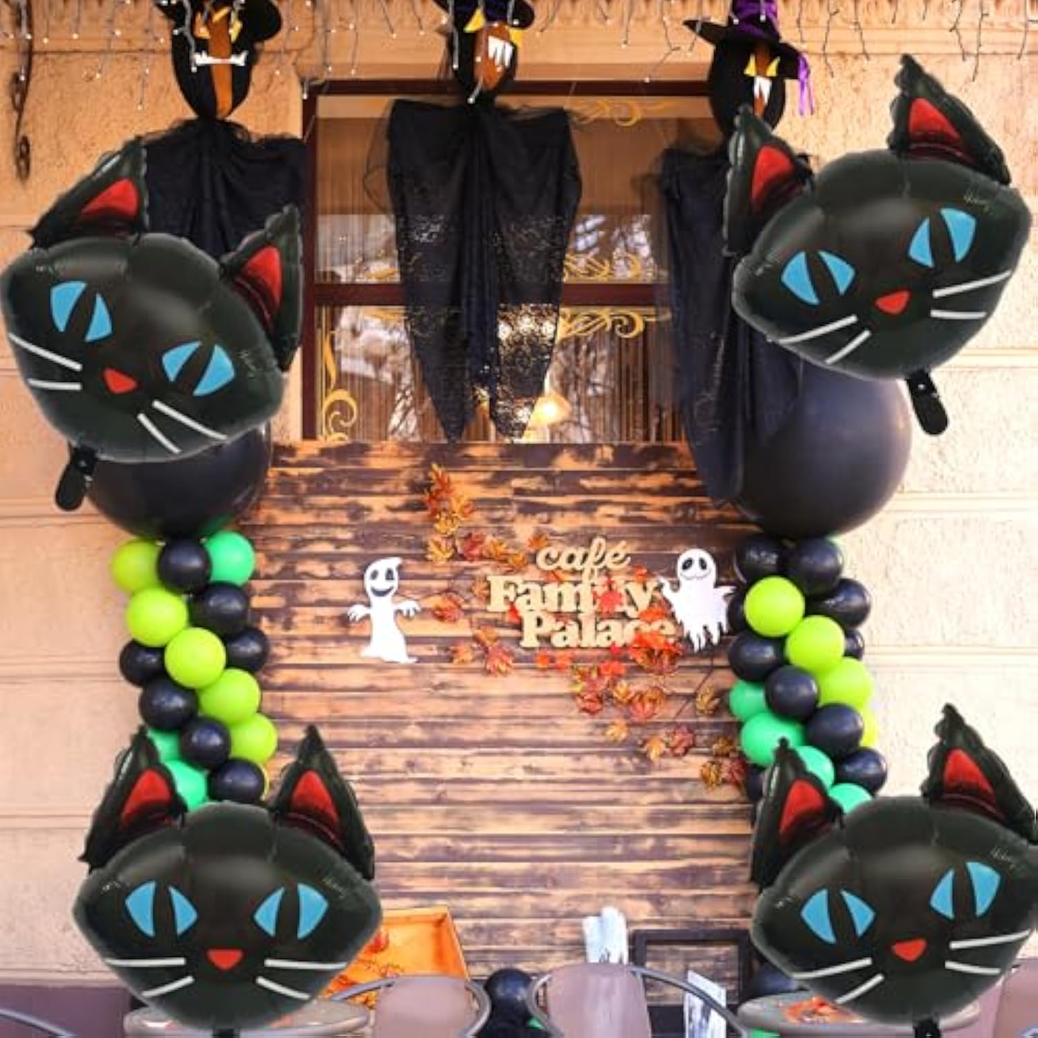 6pcs 22 Inch Black Cat Foil Balloons Scary Cat Face Halloween Party Decorations