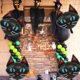 6pcs 22 Inch Black Cat Foil Balloons Scary Cat Face Halloween Party Decorations
