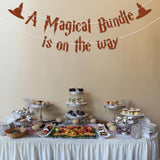 A Magical Bundle Is On the Way Banner – Wizard Theme Baby Shower Decor